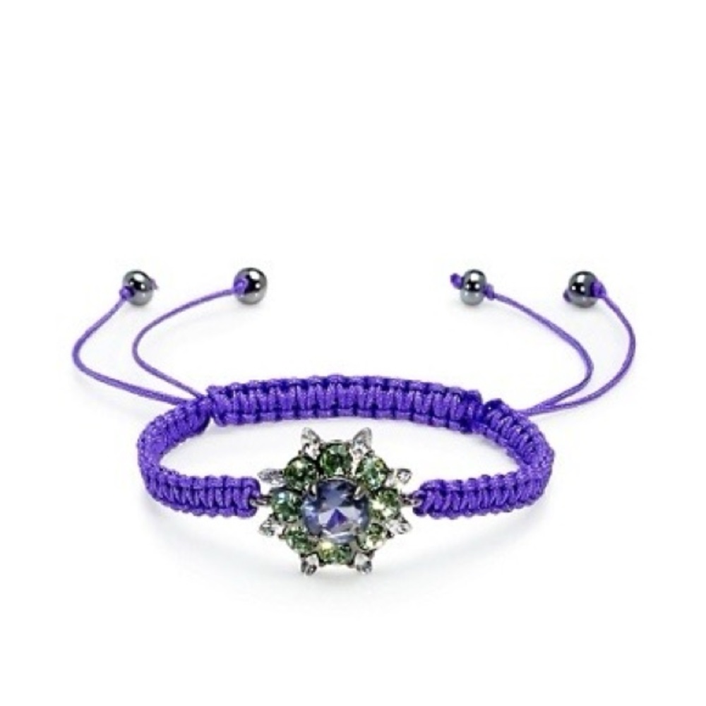 Juicy Couture Purple Rhinestone Flower Friendship Adjustable Bracelet NWT